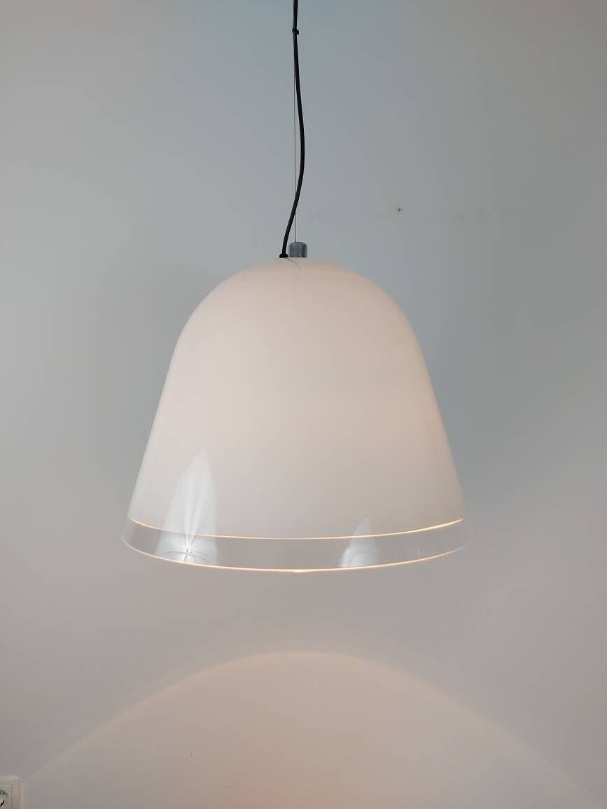 Vintage Xl 18" Guzzini Pendant Light, Kuala By Franco Bresciani For Iguzzini, Space Age Lamp, Meblo For Guzzini, White Mushroom Ceiling Lamp photo furniture