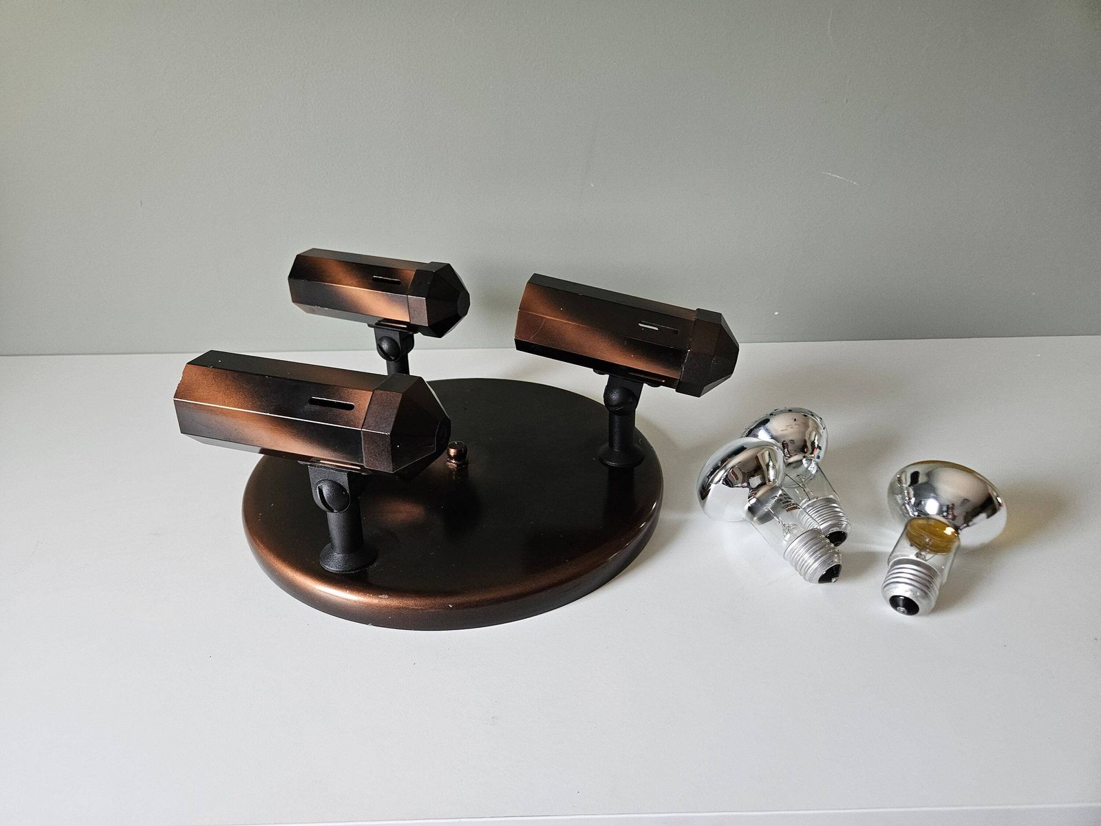 photo furniture Vintage Lamp, Flush Mount Ceiling Light, Copper Lamp, 80's Lamps, Bronze Lamp, Retro Spotlight, Spot Light, Brown Lamp, Retro Light Fixture