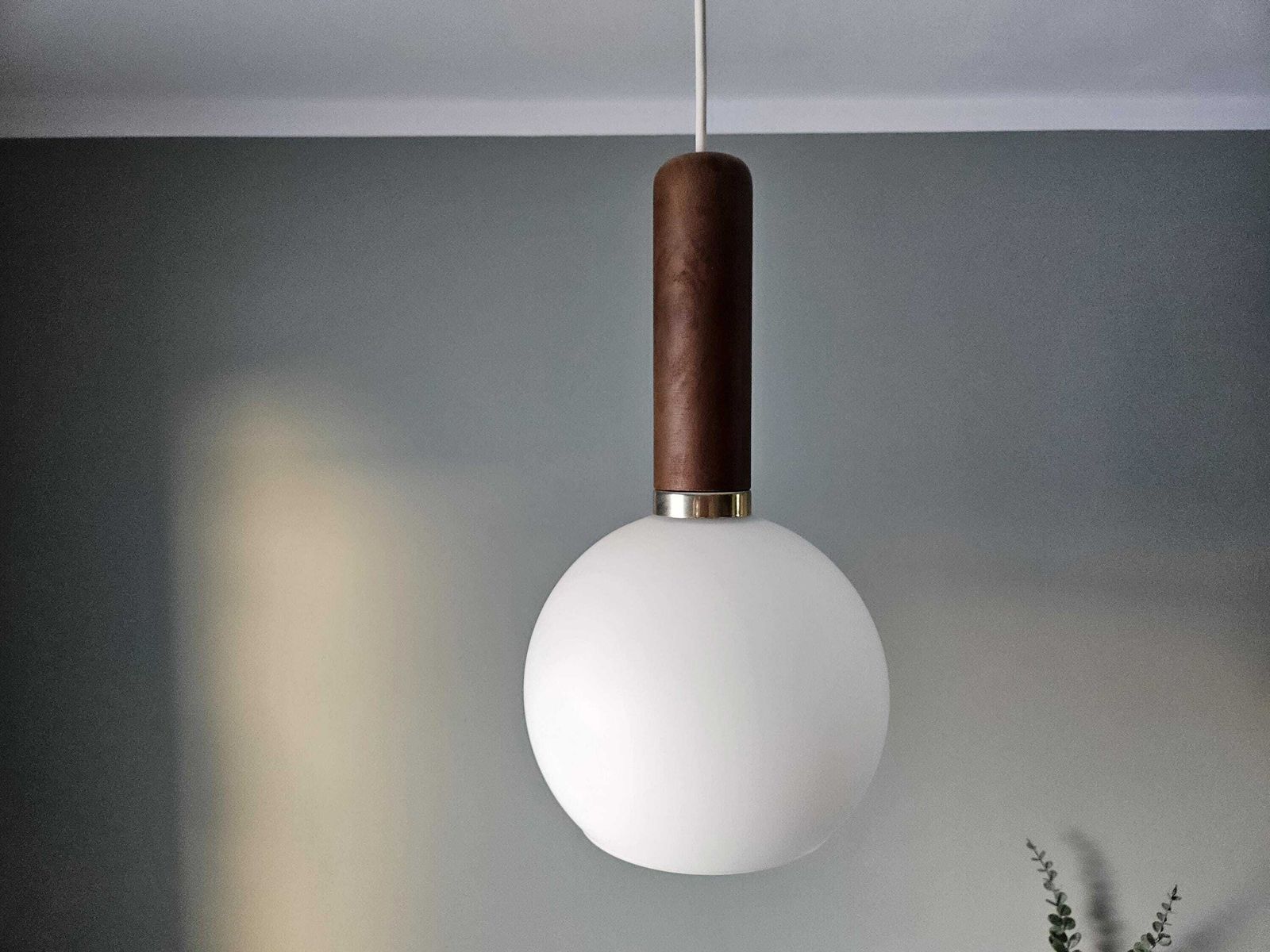 Vintage Hanging Lamp / Yugoslavia 1970 / Milk White Glass Wood Brass / Pendant Light / Light Fixture / Ceiling Light / White Lamp photo buy