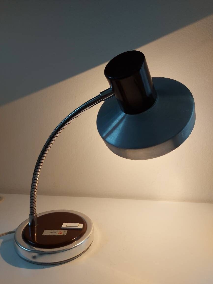 Vintage Desk Lamp, Mid Century Lamp, Gooseneck Lamp, Brown Lamp, Table Lamp, Vintage Light, Space Age Lamp,70s Lamp, Retro Lamp, Task Lamp photo vinterior