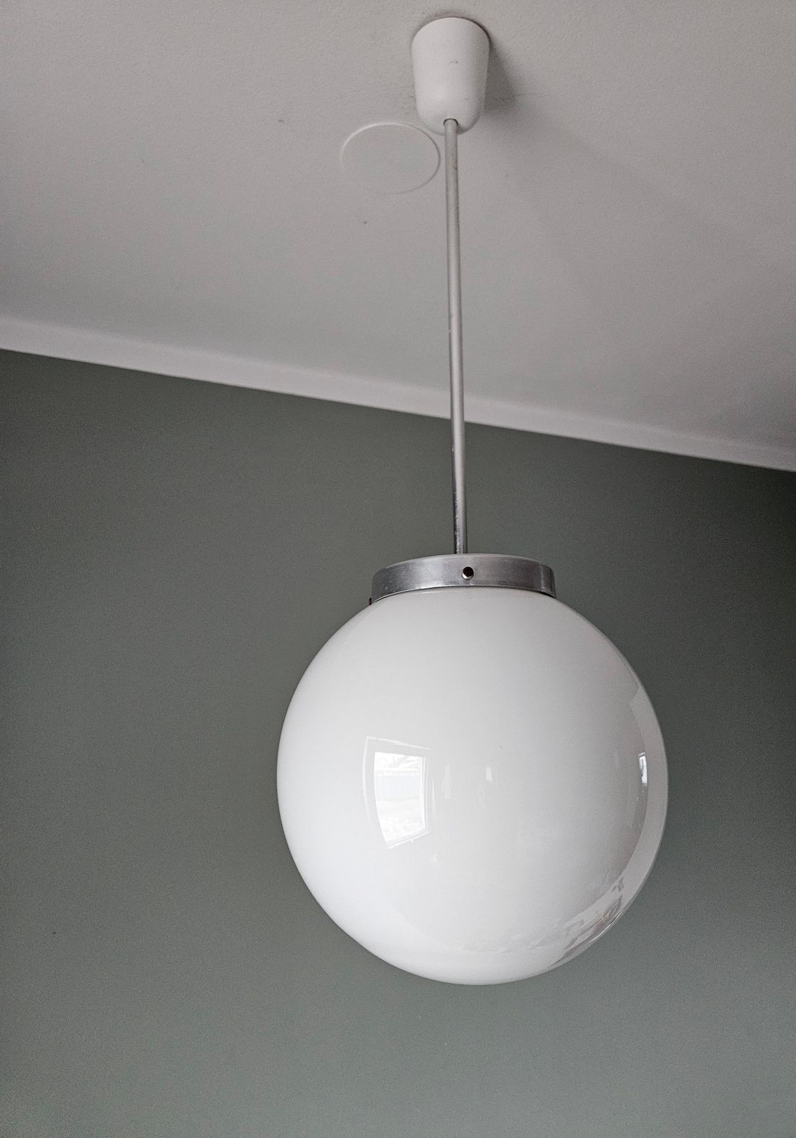 Vintage Pandant Light / Bauhaus Style Pendant Light / 1960 Yugoslavia / White Lamp photo furniture