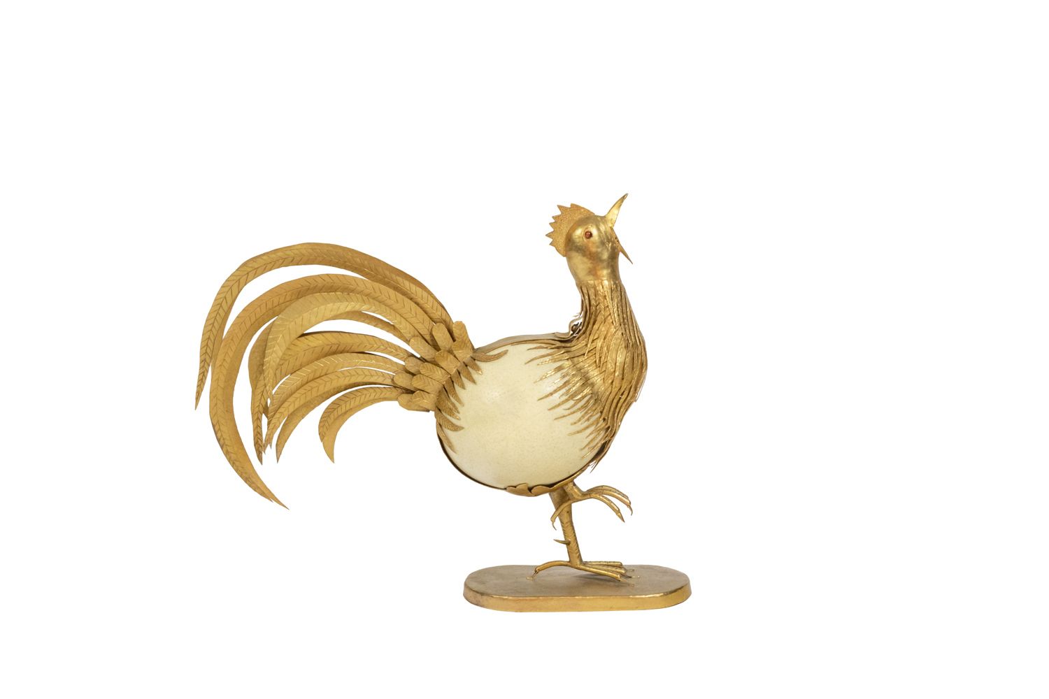 Rooster In Ostrich Egg And Golden Brass, 1970s photo furniture