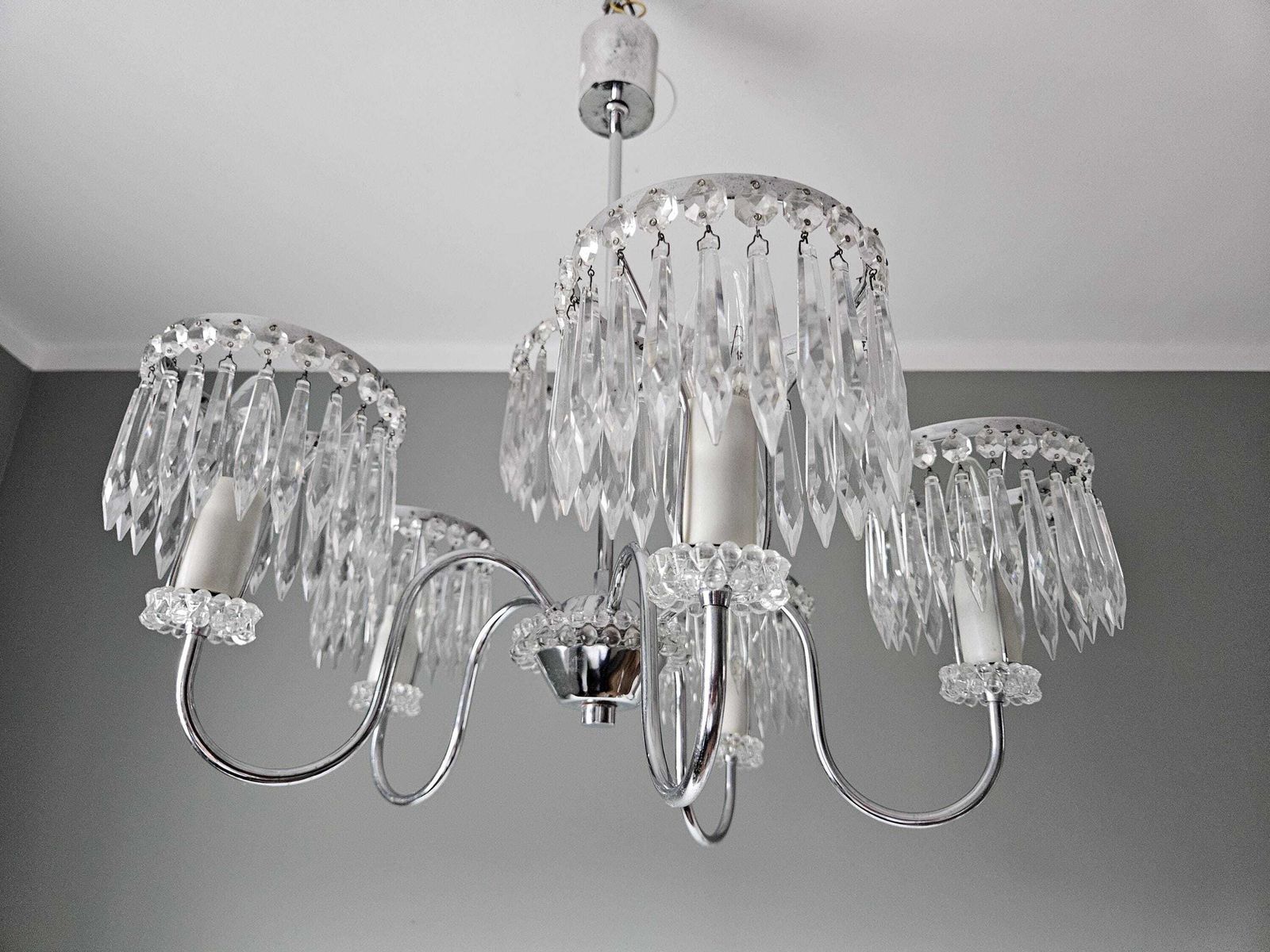 photo furniture Vintage Chandelier / Crystal Chandelier / Glass Ceiling Light / Mid Century Chandelier / Light Fixture / Pendant Light
