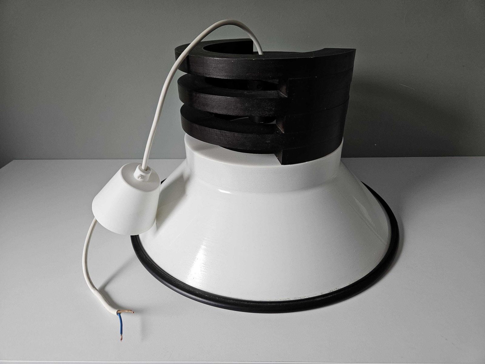 Xl Brutalist Light Fixture / Vintage Wood Metal Lamp / Mid Century Modern / Mcm Pendant Light / Hanging Lamp / Loft Chandelier / 80s / Rare photo for sale