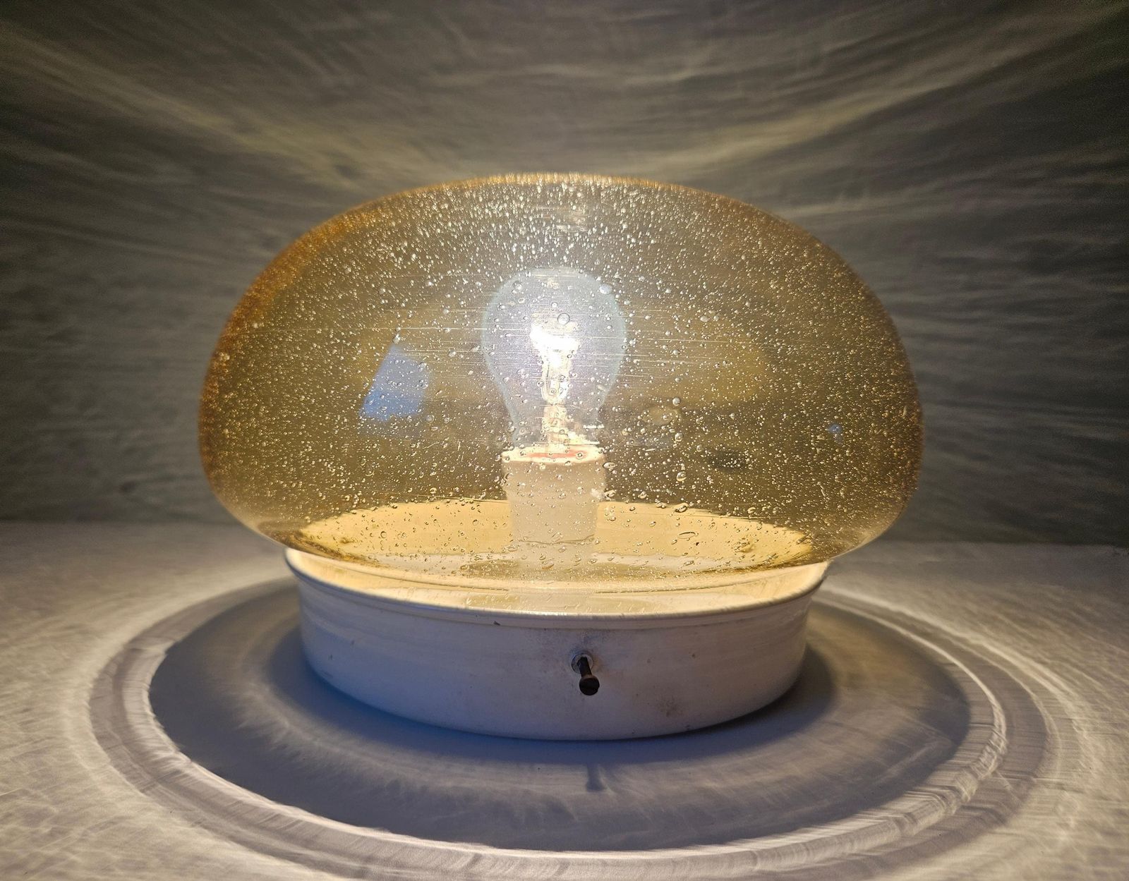 Large Vintage Flush Mount Ceiling Light / Amber Glass / 70s Lamps / Wall Lamp / Mid Century Modern Sconce photo buy