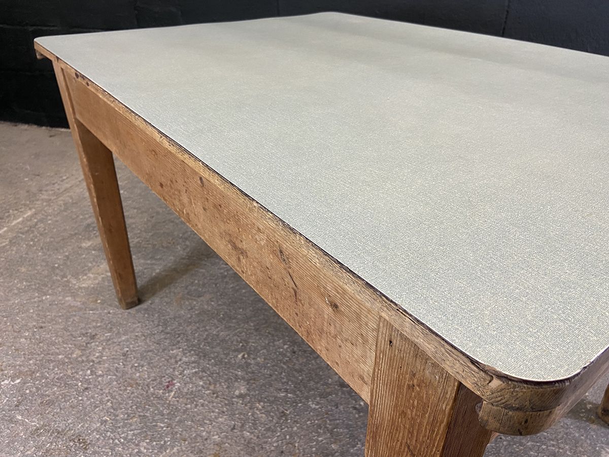 Antique Pine Farmhouse Table With Formica Top photo for sale