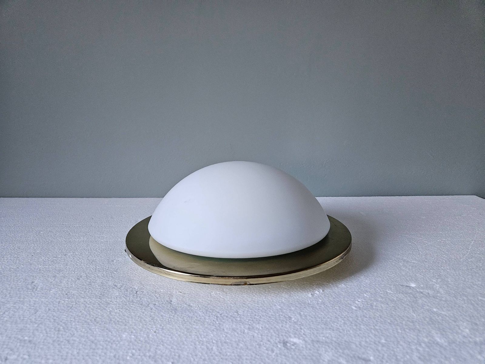 Set Of 2 / Vintage Glass Flush Mount Ceiling Lights, Gold Wall Lamps, Glass Ceiling Lamps, Brass Lamps, Wall Sconces photo 174.0