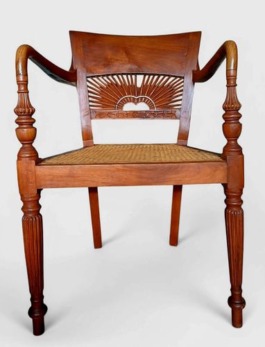 Anglo Indian Caned Early 20th Century Armchair