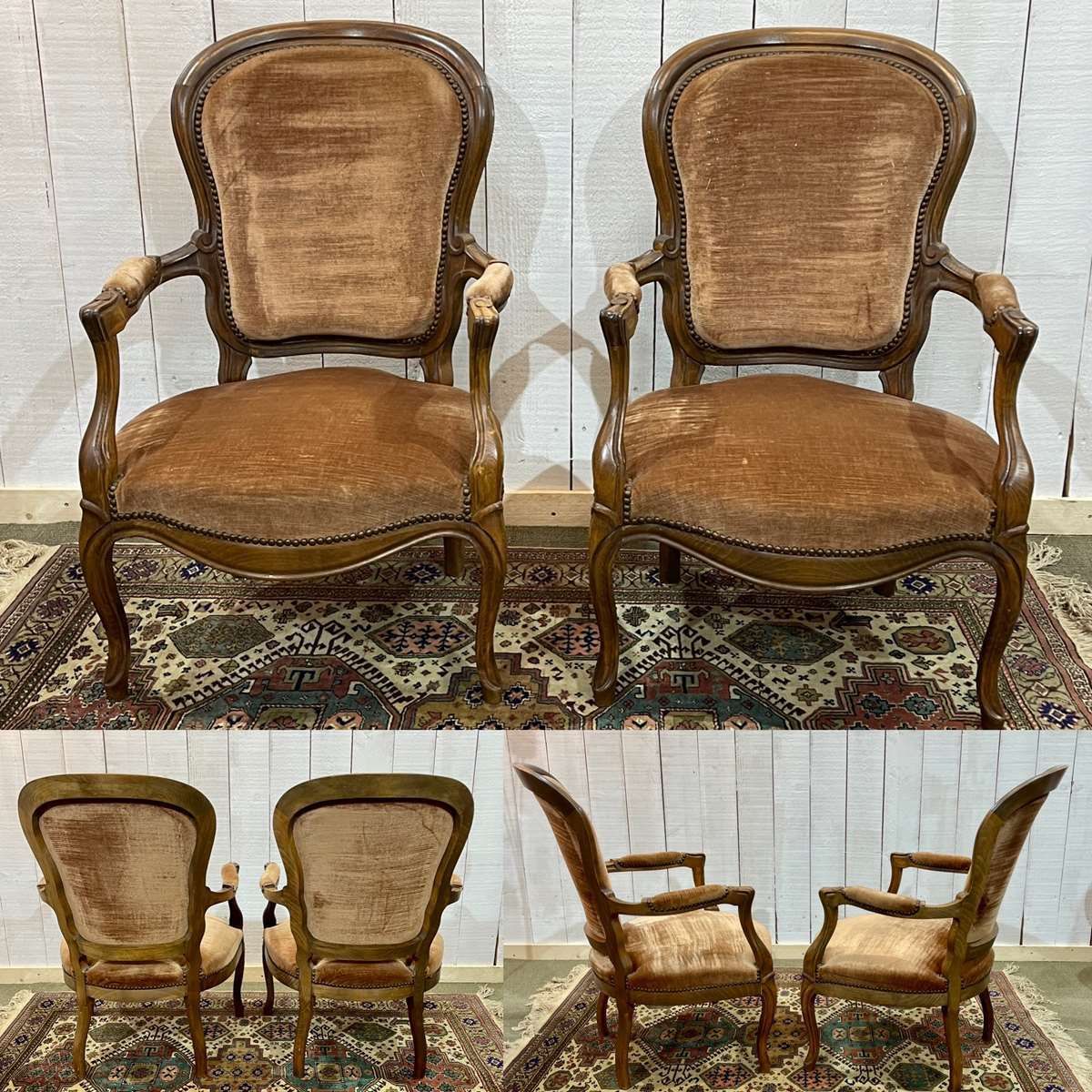 Pair Of Louis XV Style Armchairs In 20th Century Beech photo Furniture