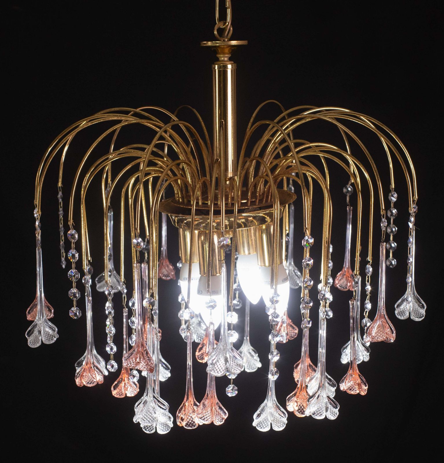 Brigitte Bardot, Pink And Trasparent Murano Flowers Chandelier, 1970s photo vinterior