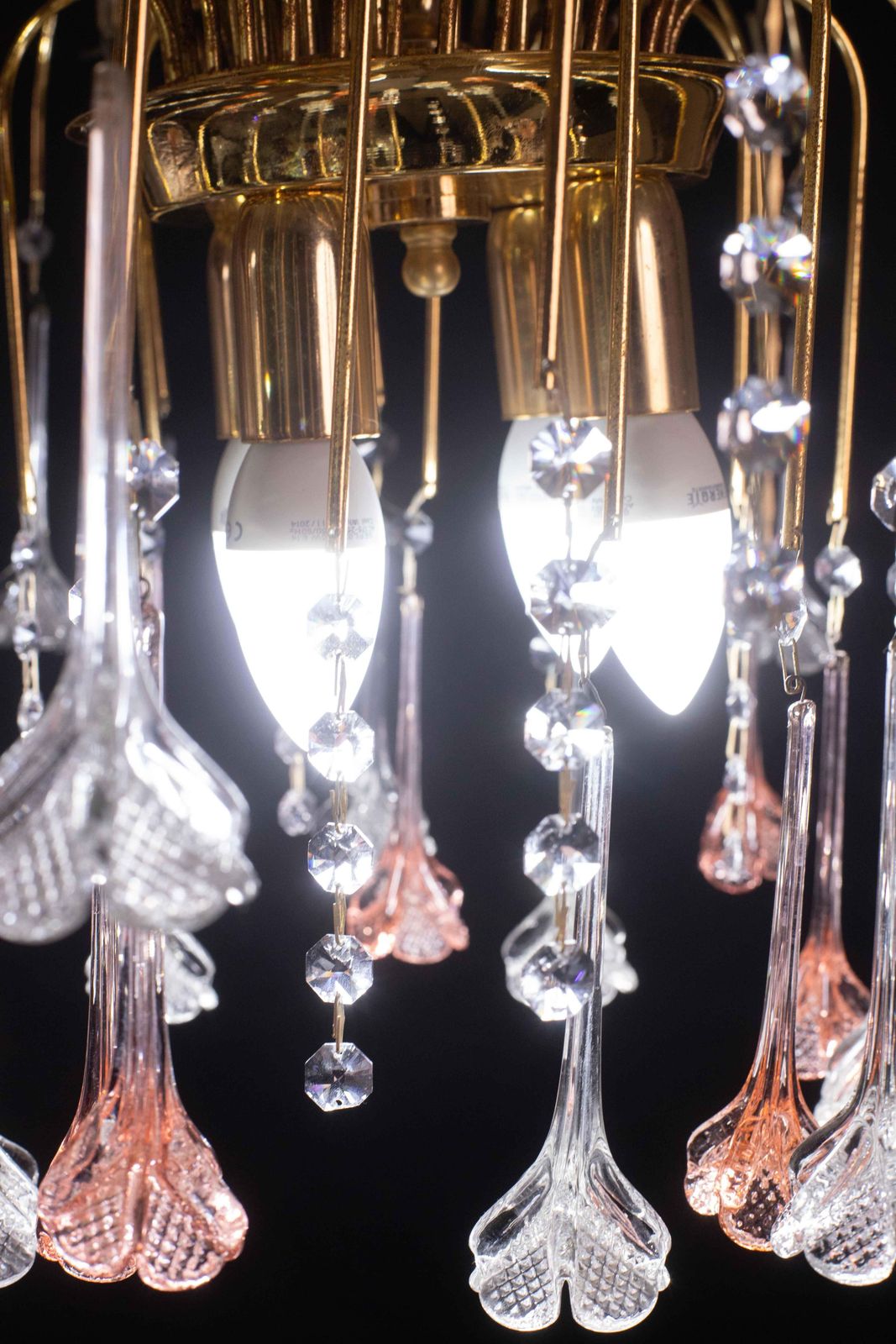 Brigitte Bardot, Pink And Trasparent Murano Flowers Chandelier, 1970s photo vintage