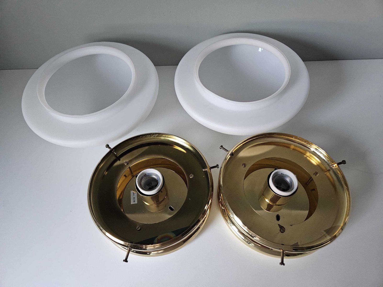 A Set Of 2/ Mid Century Modern Wall Or Ceiling Lamps / Mushroom Lamps / Flush Mount Lights / Yugoslavia 80's Lamps / Ceiling Lamps Set Of 2 photo 250.0