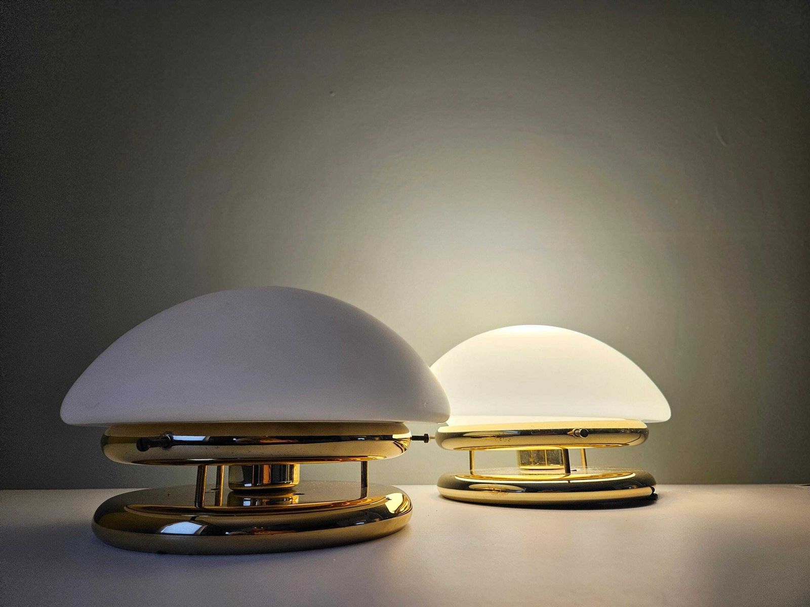 A Set Of 2/ Mid Century Modern Wall Or Ceiling Lamps / Mushroom Lamps / Flush Mount Lights / Yugoslavia 80's Lamps / Ceiling Lamps Set Of 2 photo vinterior