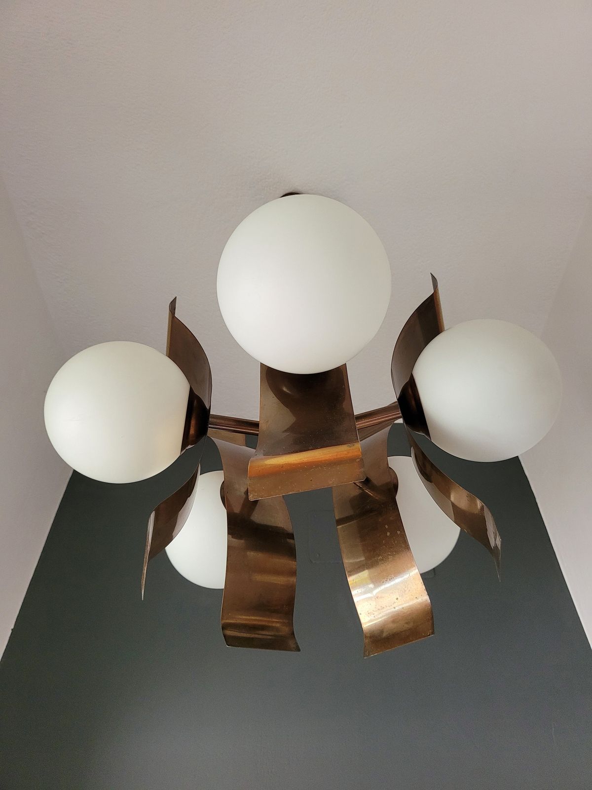 Mid Century Light Fixture, Sputnik Lamp, Molecule Lamp, Glass Globe Chandelier, Copper Pendant Lamp, Bulbs Ceiling Light, Space Age Light photo 302.0