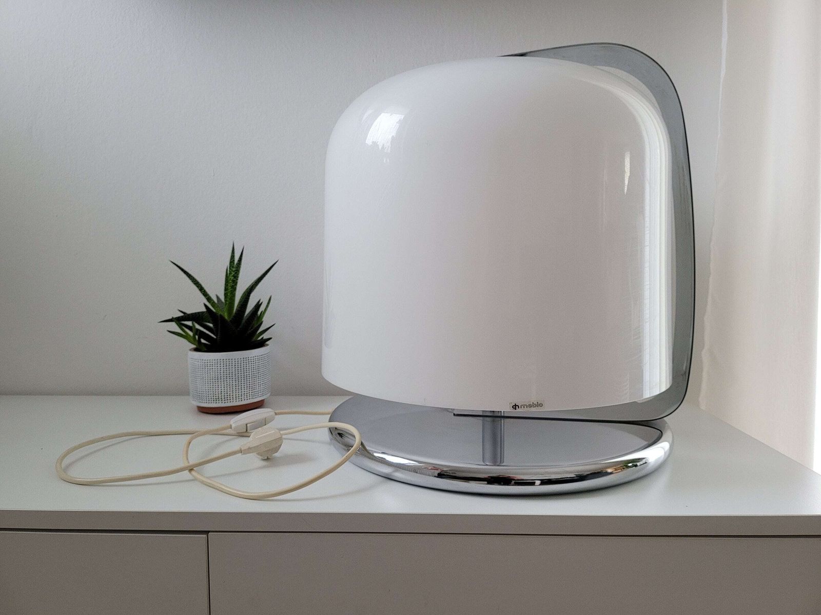 Xl Guzzini Table Lamp, Alvise, Luigi Massoni, Harvey Guzzini, Meblo, Space Age Table Lamp Or Floor Lamp, Mid Century Modern, 70's White Lamp photo furniture