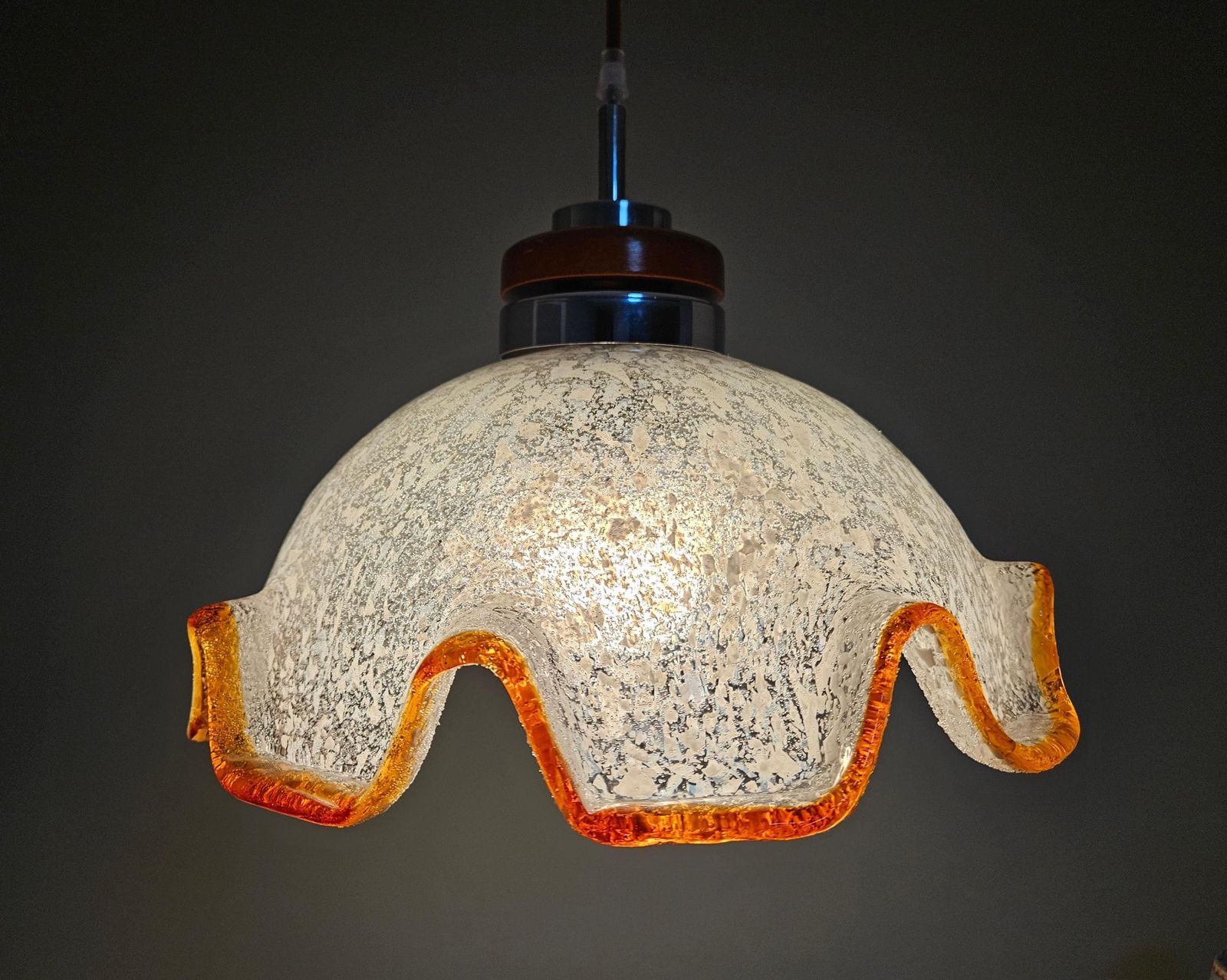 Murano Glass Lamp / Vintage Chandelier / Unique Pendant Light / Italian Design / Yugoslavia 70's Light Fixture / Hanging Lamp / Mcm