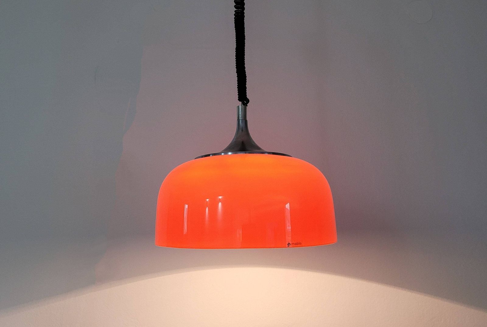 Vintage Guzzini Pendant Light, Space Age Ceiling Lamp, 70s Plastic Lamp, Guzzini Lamp, Retro Lighting, Orange Lamp, Mid Century Modern