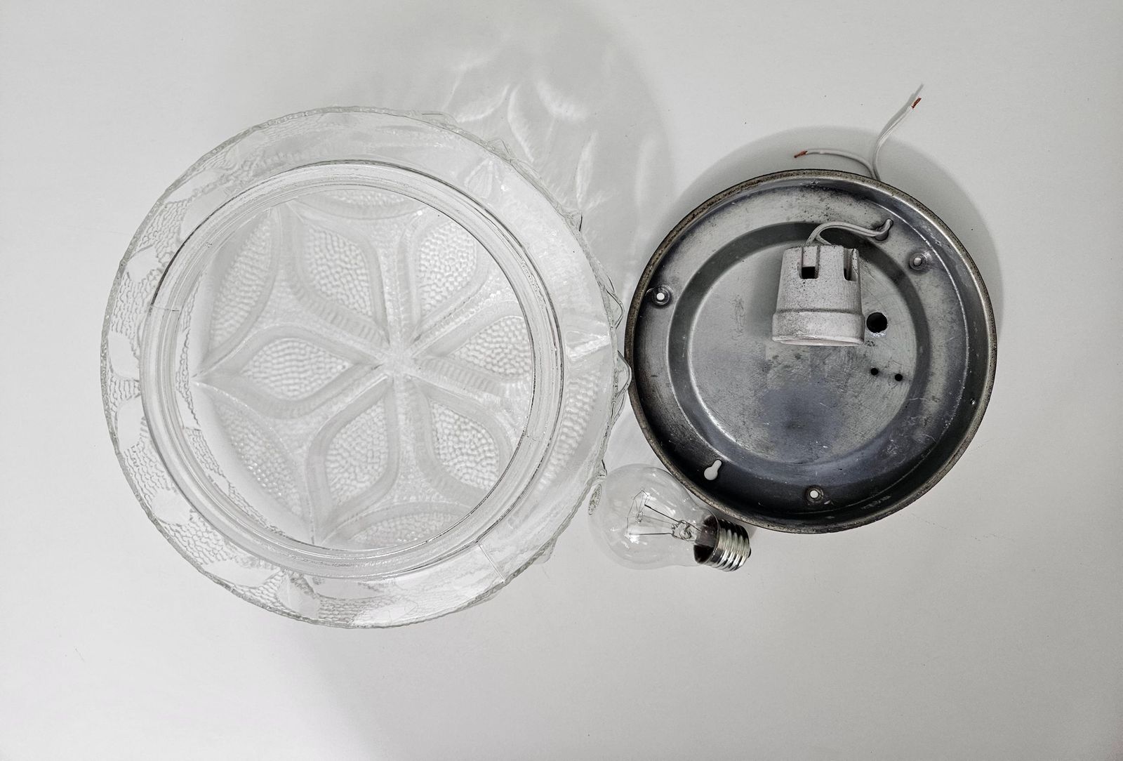 Large Vintage Glass Flush Mount Ceiling Light, Amber Glass Ceiling Lamp, Wall Lamp, Mid Century Modern Lamp, Plafoniera, Glass Sconce, Mcm photo Lighting