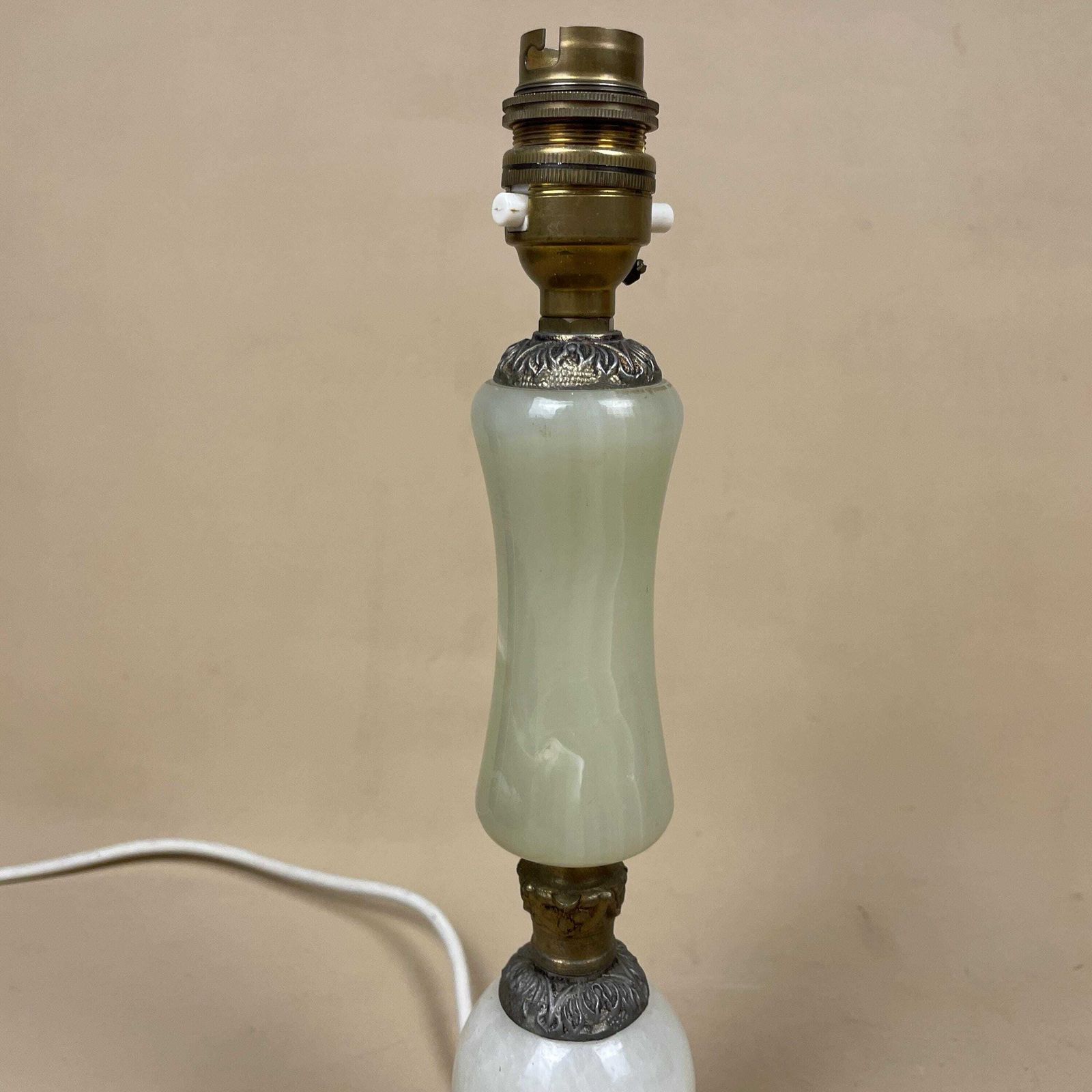 Antique Marble Lamp Light Bedside Side Table Desk Marbled Patterned Detail Vintage Pattern Stone Retro Green Gold Brass Metal Ornate Pattern photo Lighting