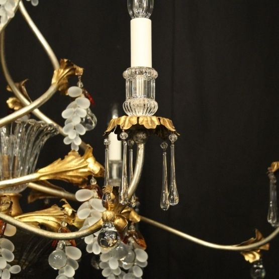 Banci Firenze Gilt & Crystal Floral Chandelier photo for sale