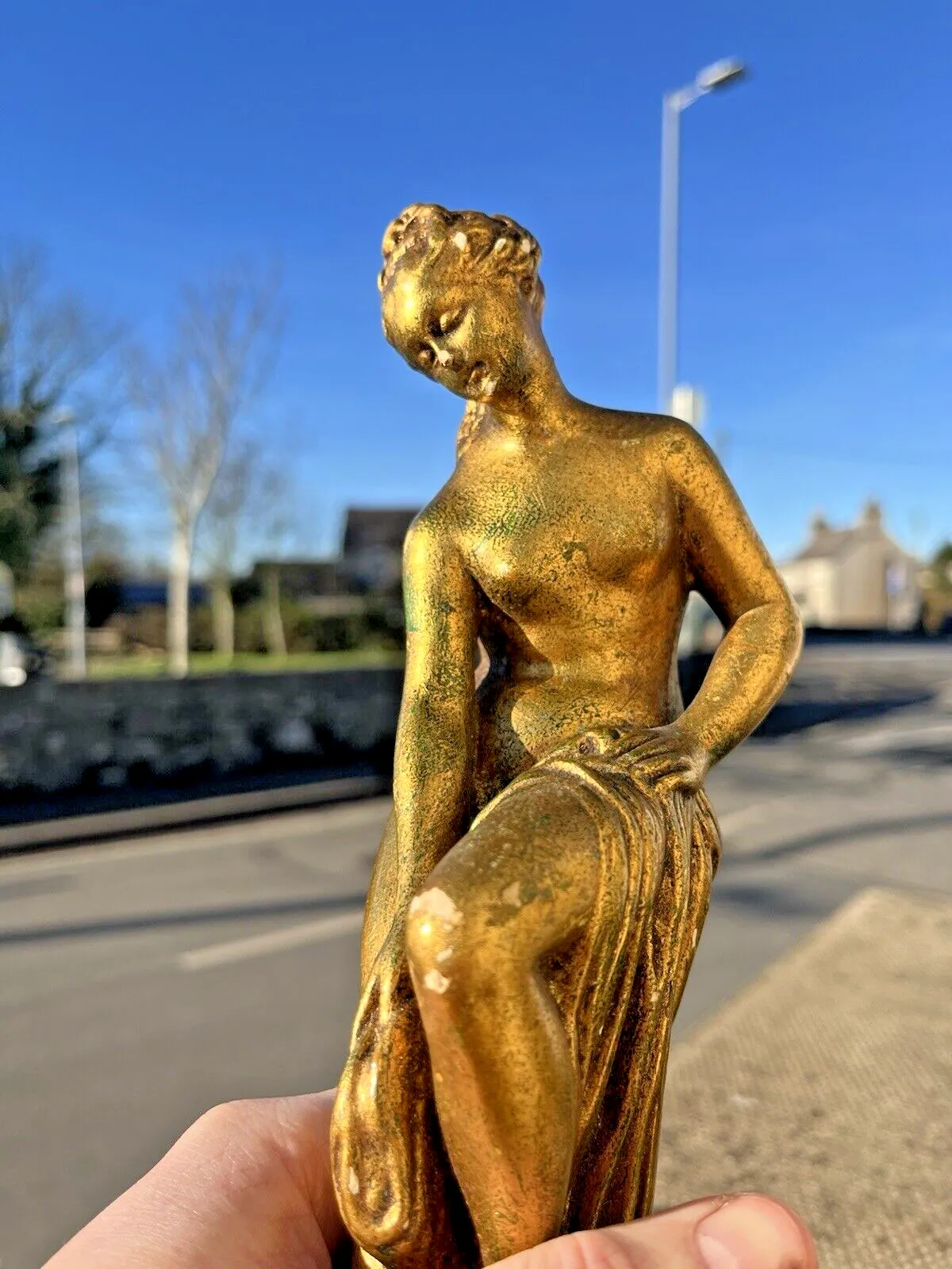 Antique French Plaster Chalkware Maiden Lady Bathing Figurine Venus By Allegrain photo buy