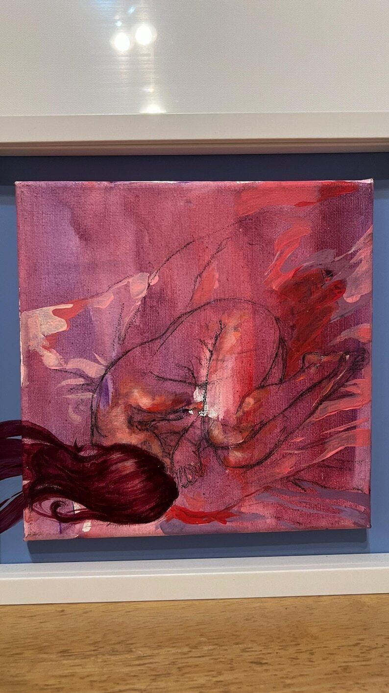 Contemporary Framed Acrylic Painting On Canvas – Figurative Nude photo for sale