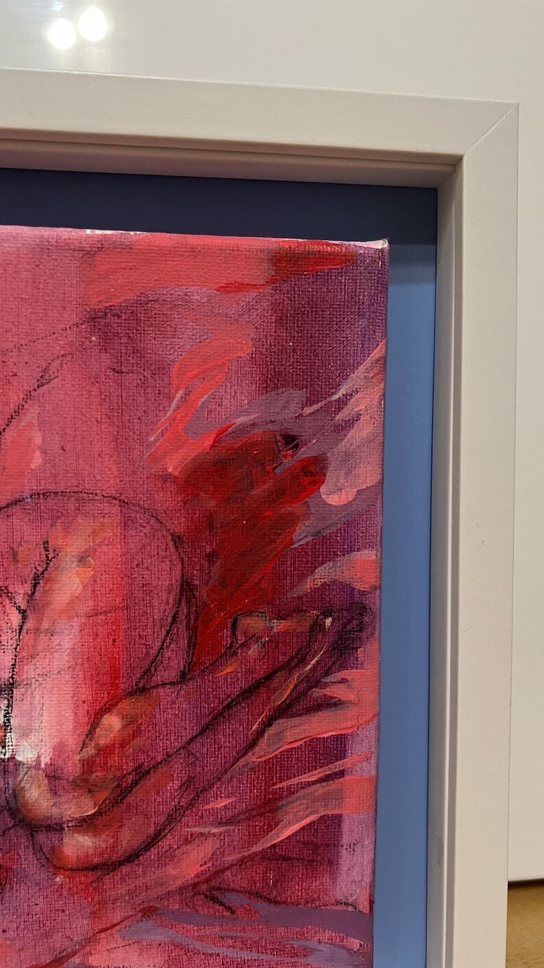 Contemporary Framed Acrylic Painting On Canvas – Figurative Nude photo Art