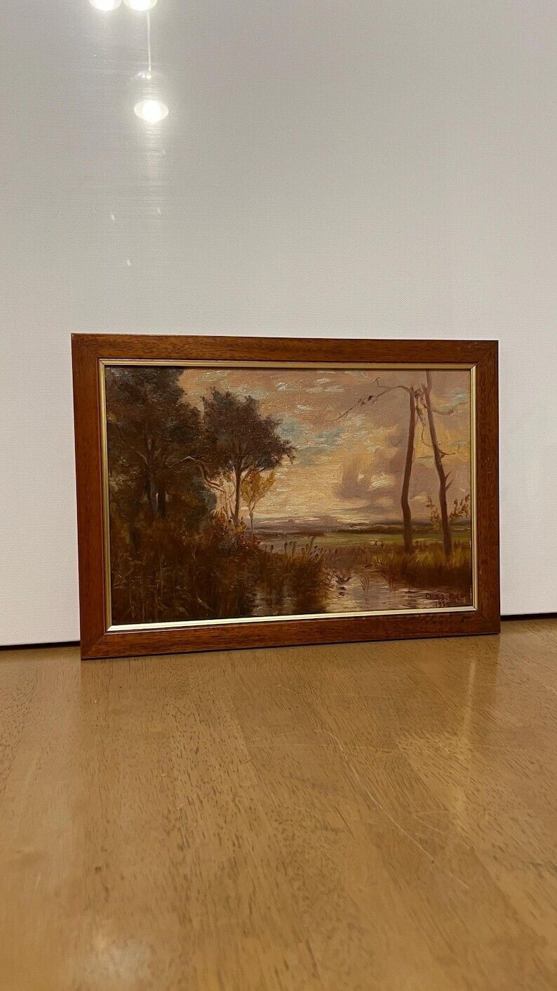 1920 Original Oil Painting By Charles Wray – Tranquil Landscape