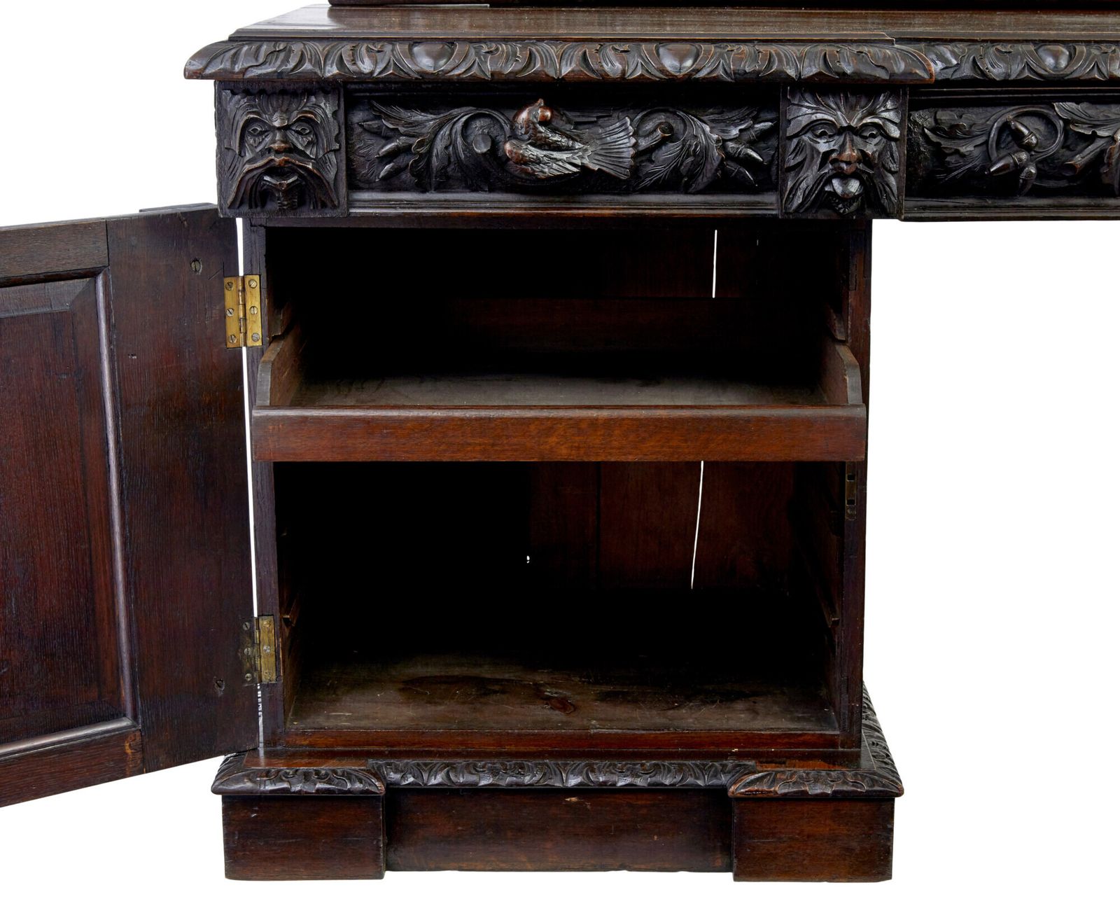 Furniture 19th Century Carved Oak Mirrored Sideboard Of Grand Proportions photo