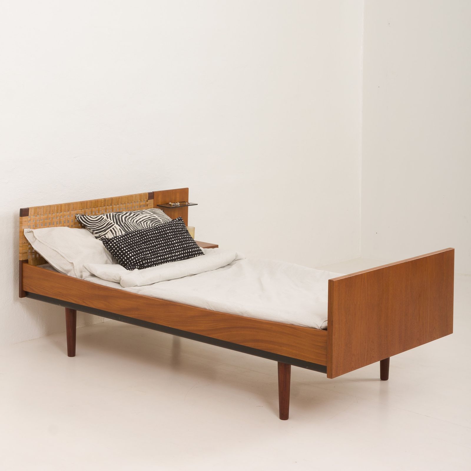 Hans J. Wegner Single Bed In Teak And Cane For Getama, Denmark, 1960s photo for sale