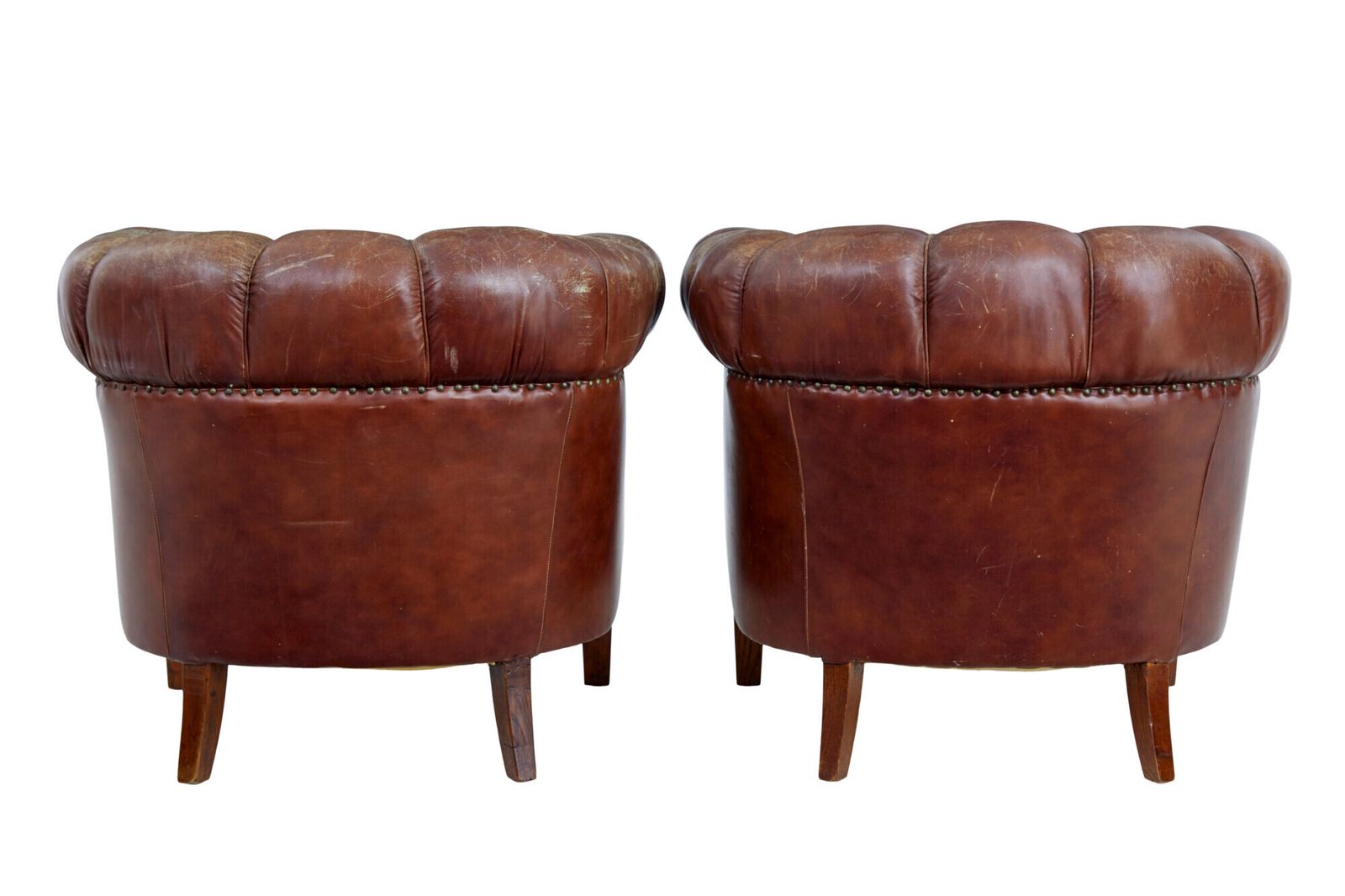 Pair Of Early 20th Century Leather Lounge Armchairs photo buy