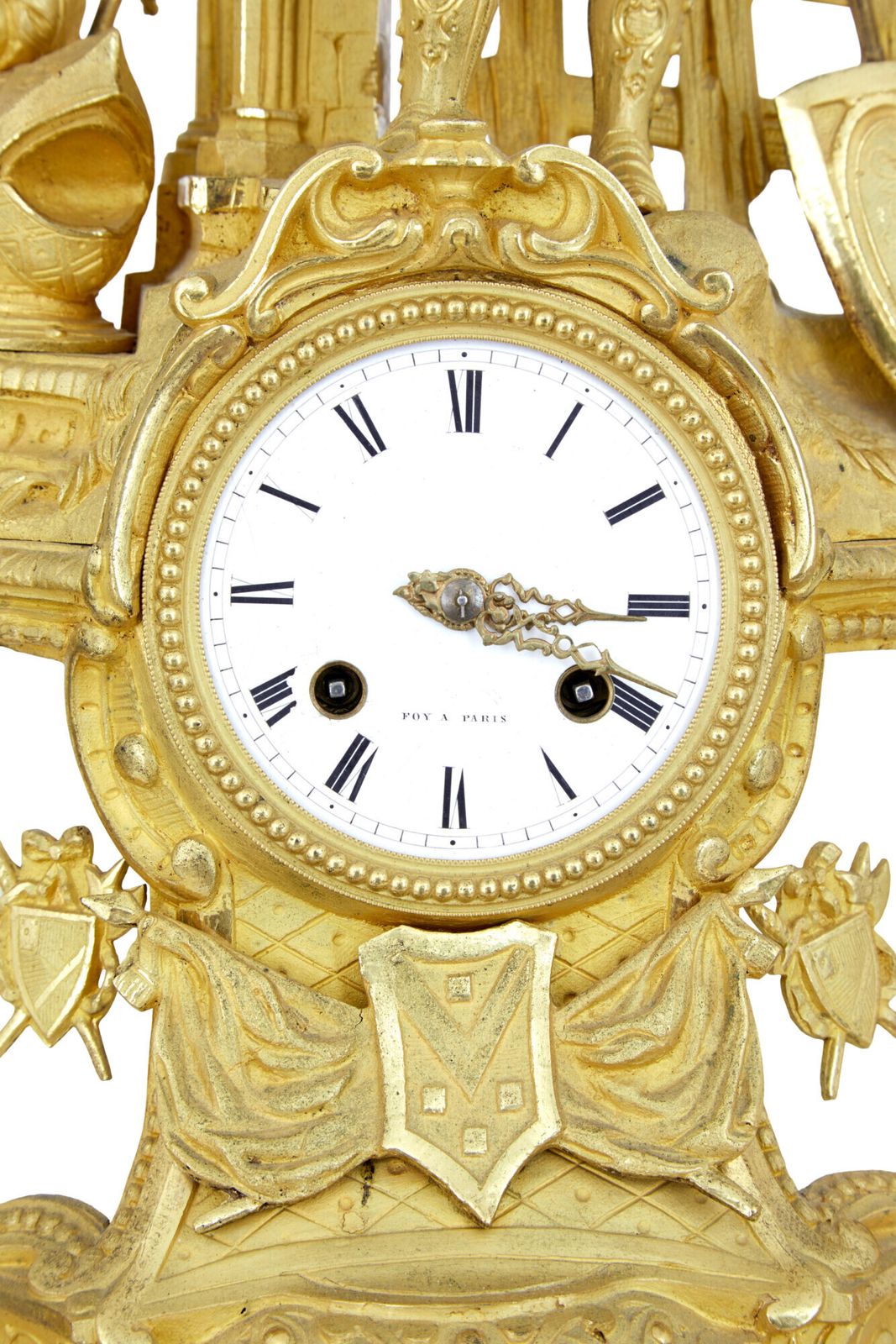 19th Century French Ormolu And Marble Figural Mantel Clock photo vinterior