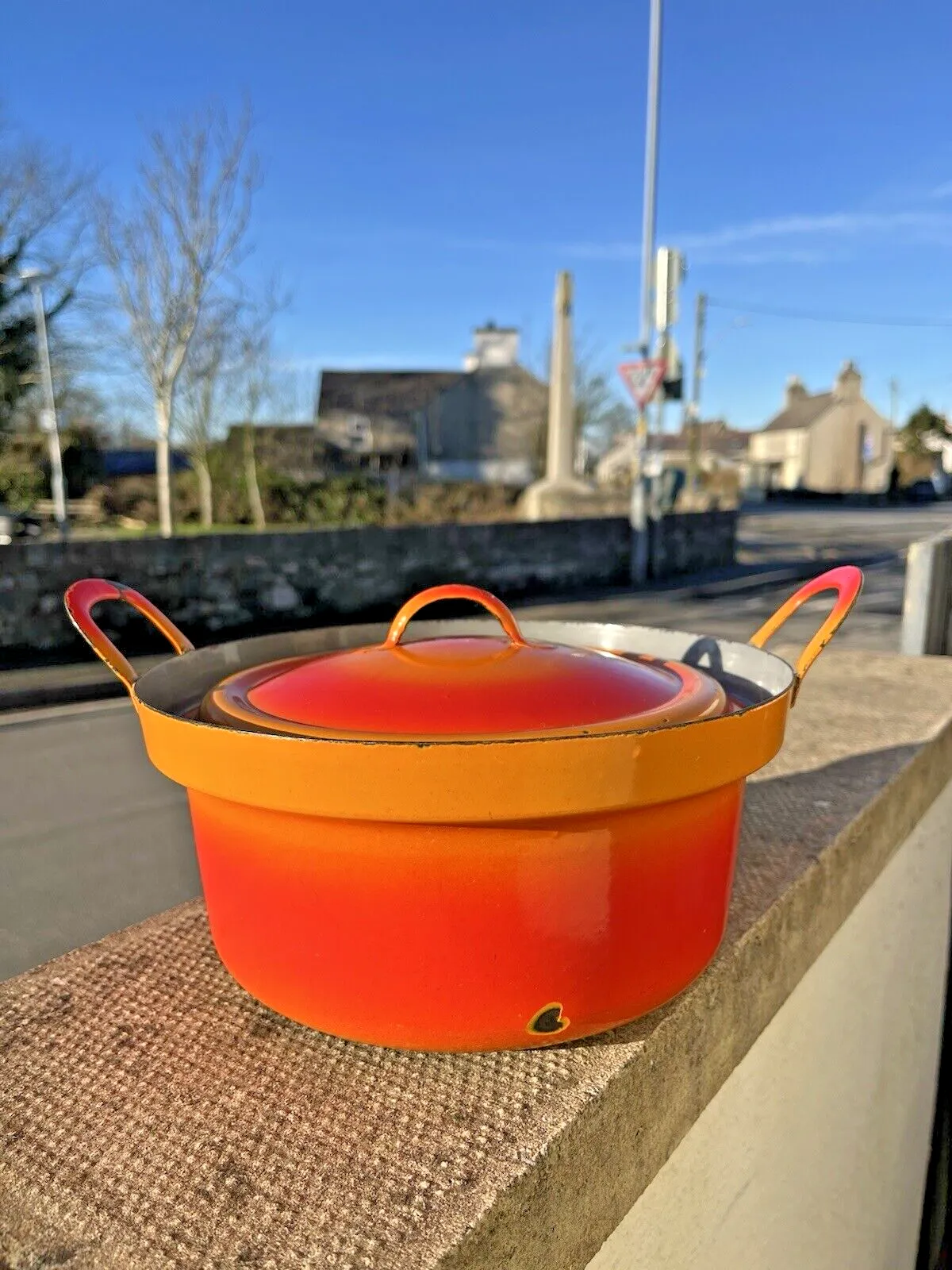 2 Mid Century 60's French Orange Luma Enamel Saucepans Retro Vintage Kitchen 50s photo Home Decor