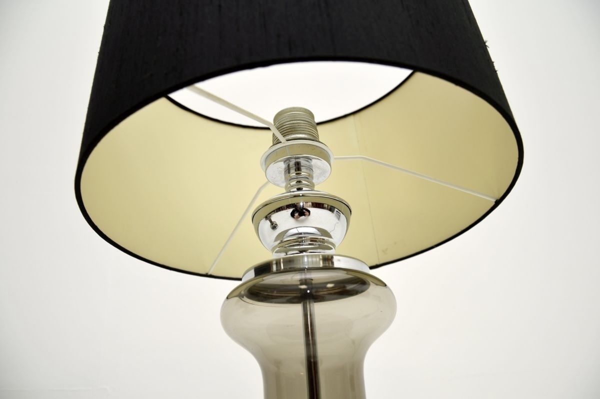 Pair Of Vintage French Glass And Chrome Table Lamps photo 643.76