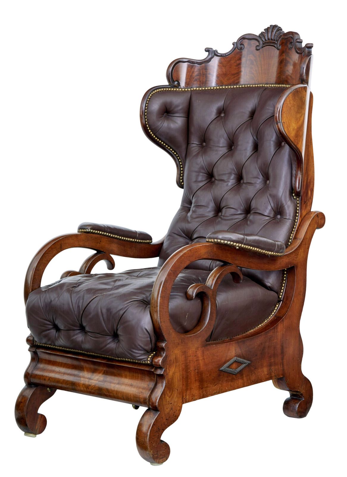 Mid 19th Century French Empire Mahogany And Leather Reclining Chair