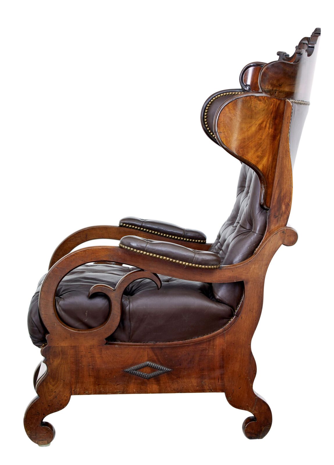 photo for sale Mid 19th Century French Empire Mahogany And Leather Reclining Chair