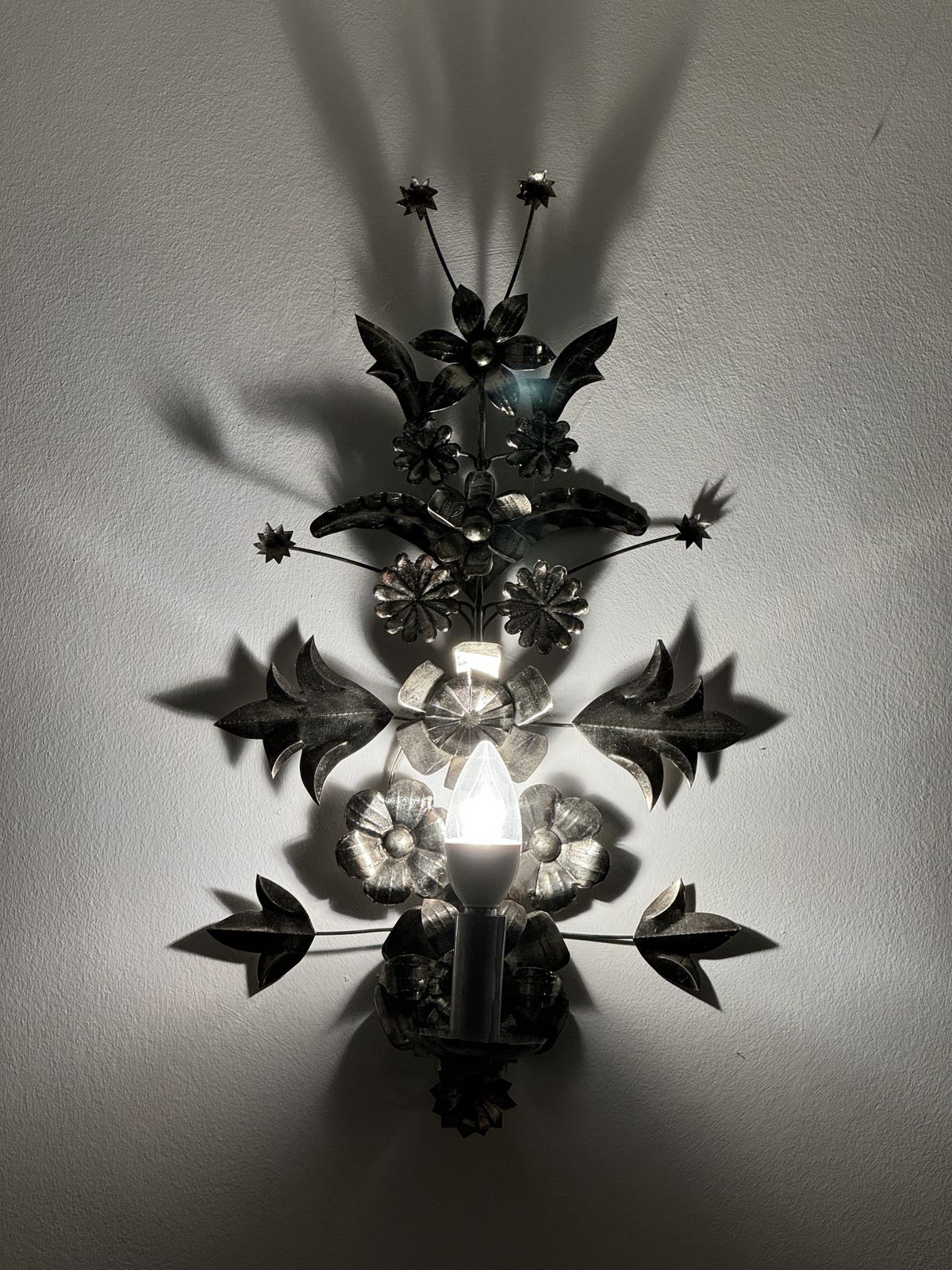 Metal Floral 6 Light Chandelier And 3 Matching Wall Sconces photo buy