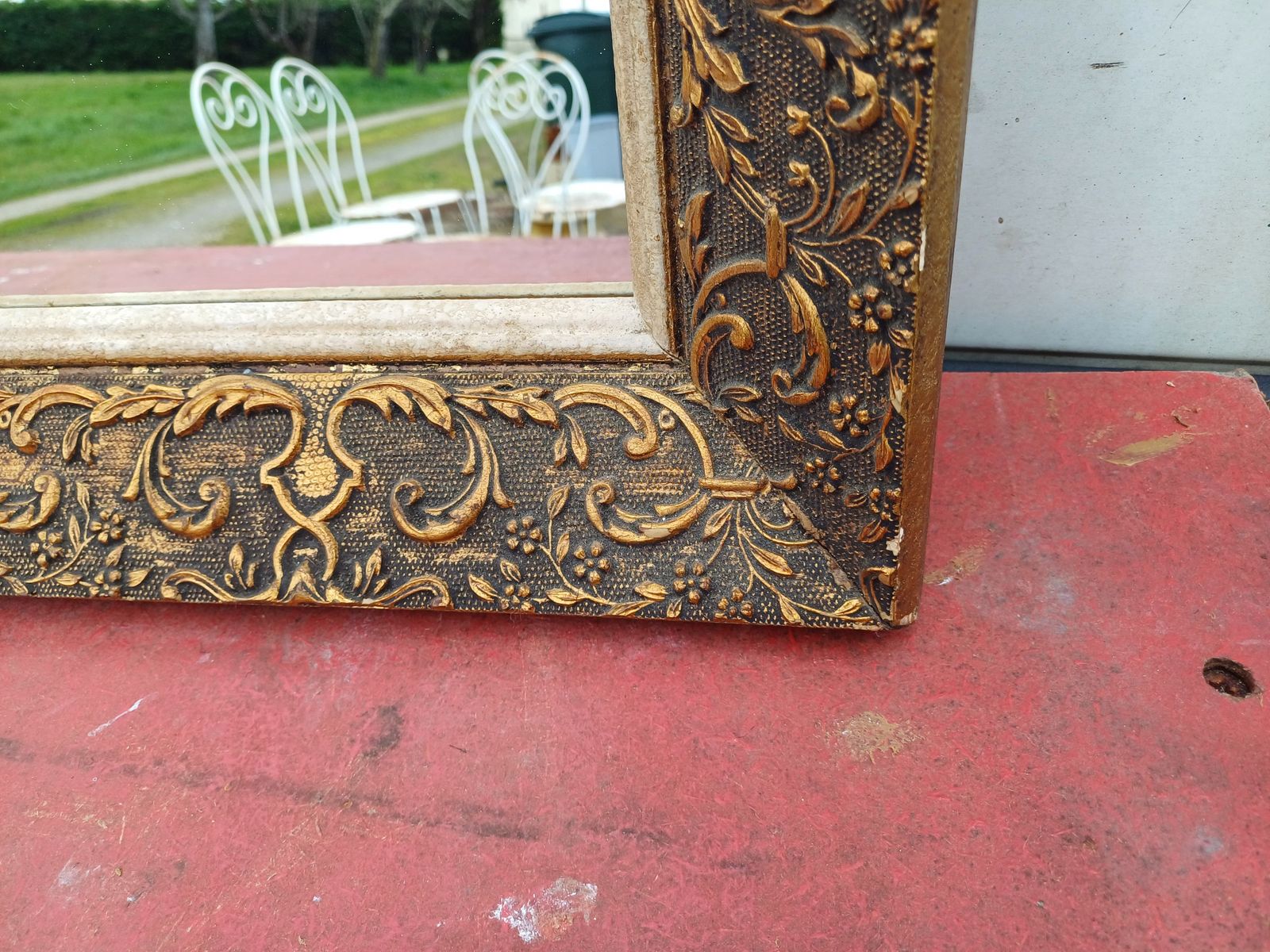 Wood And Gilded Stuk Mirror, Early 20th Century photo for sale
