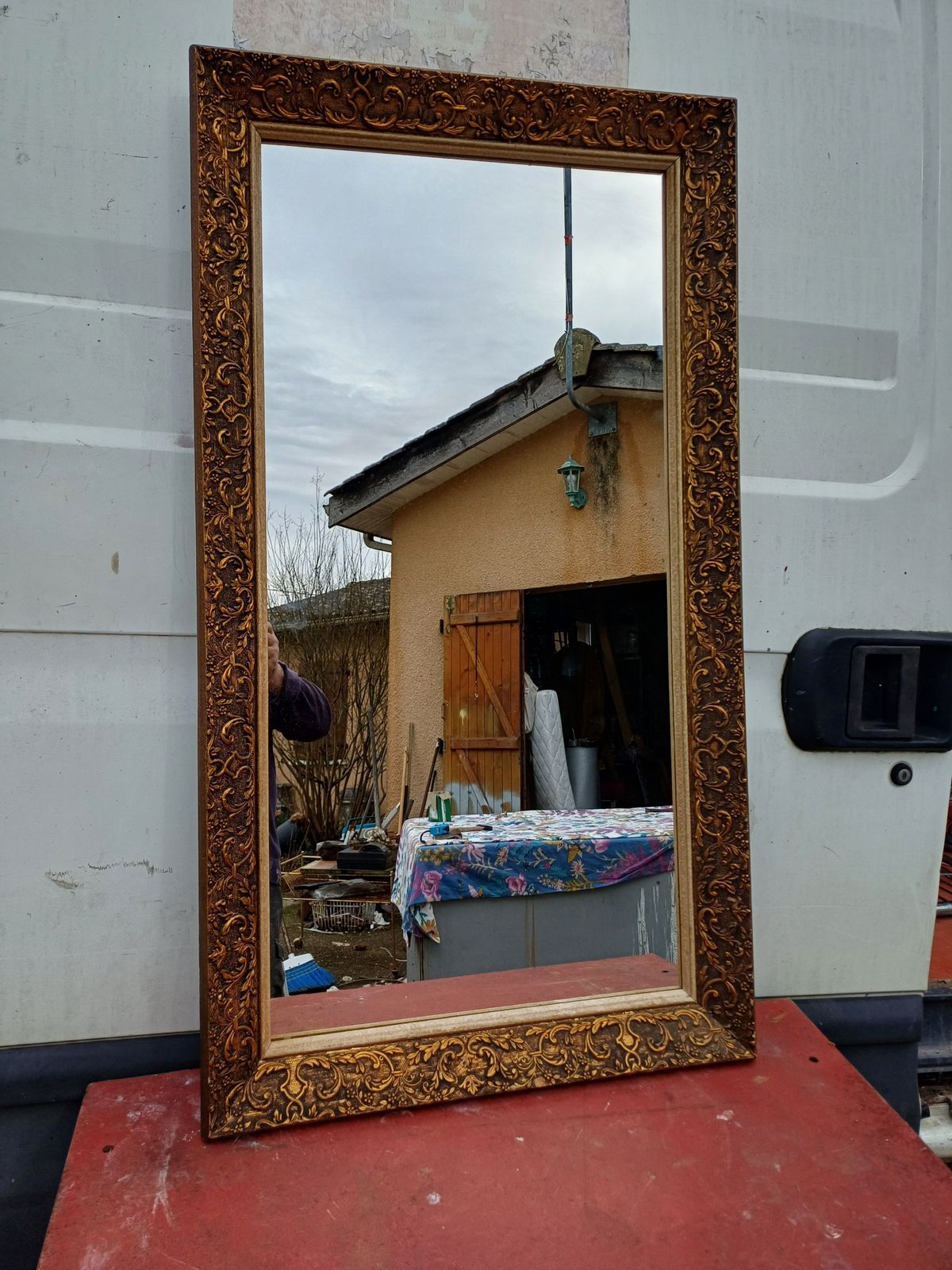 Wood And Gilded Stuk Mirror, Early 20th Century photo vinterior