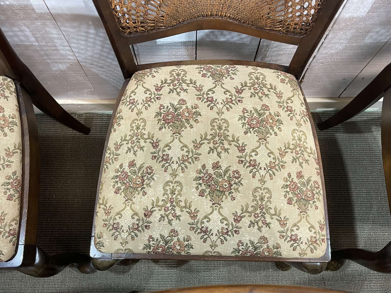 Furniture Set Of 6 English Walnut Chairs From The 1950s photo