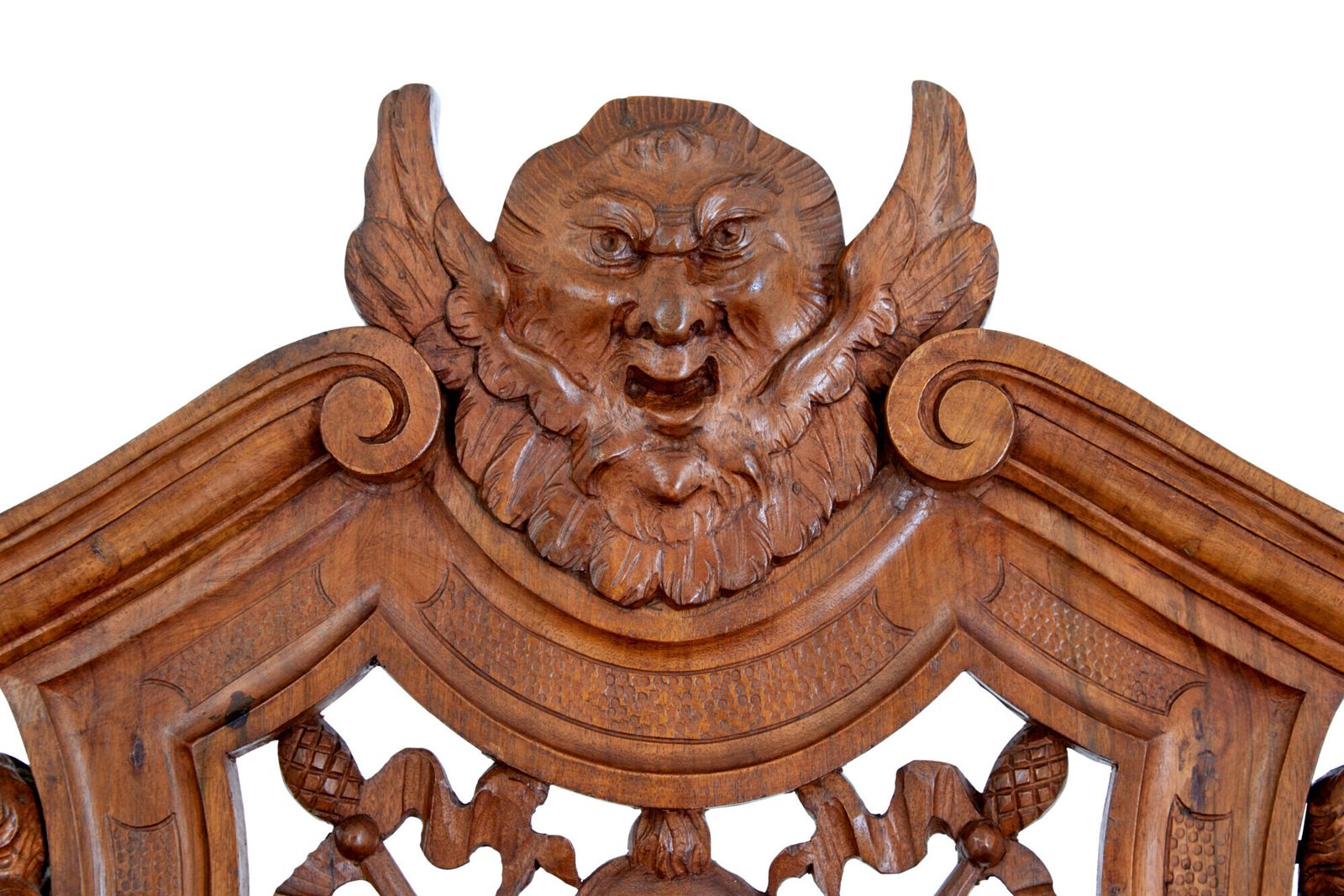 19th Century Carved Flemish Walnut Decorative Chair photo vintage