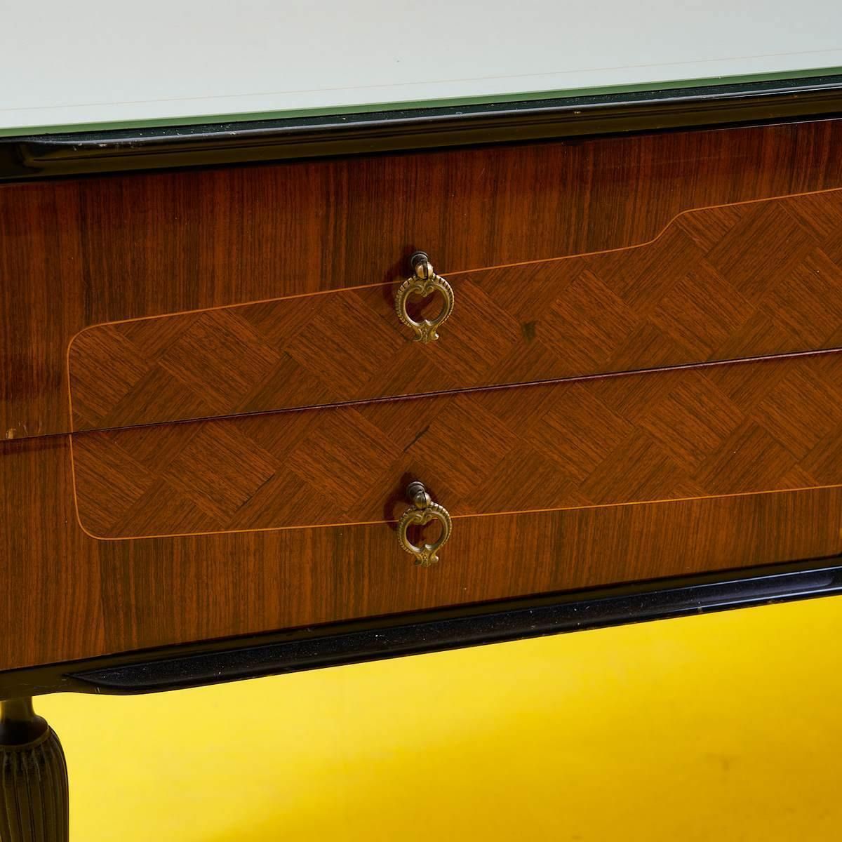 50's Wooden Sideboard With Glass Top photo for sale