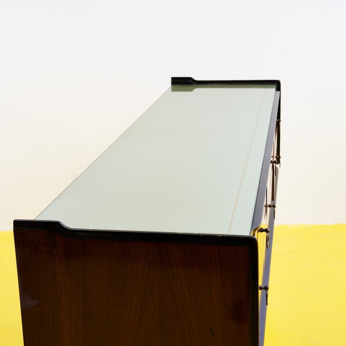 Furniture 50's Wooden Sideboard With Glass Top photo