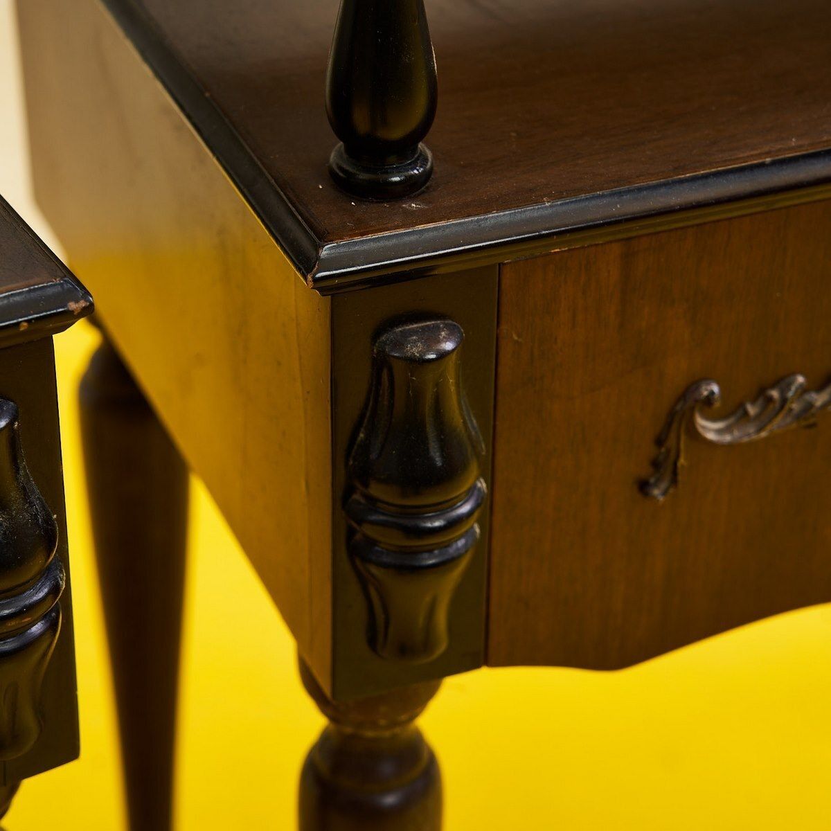 Pair Of Wooden Bedside Tables With Marble Top From The 50s photo 669.0
