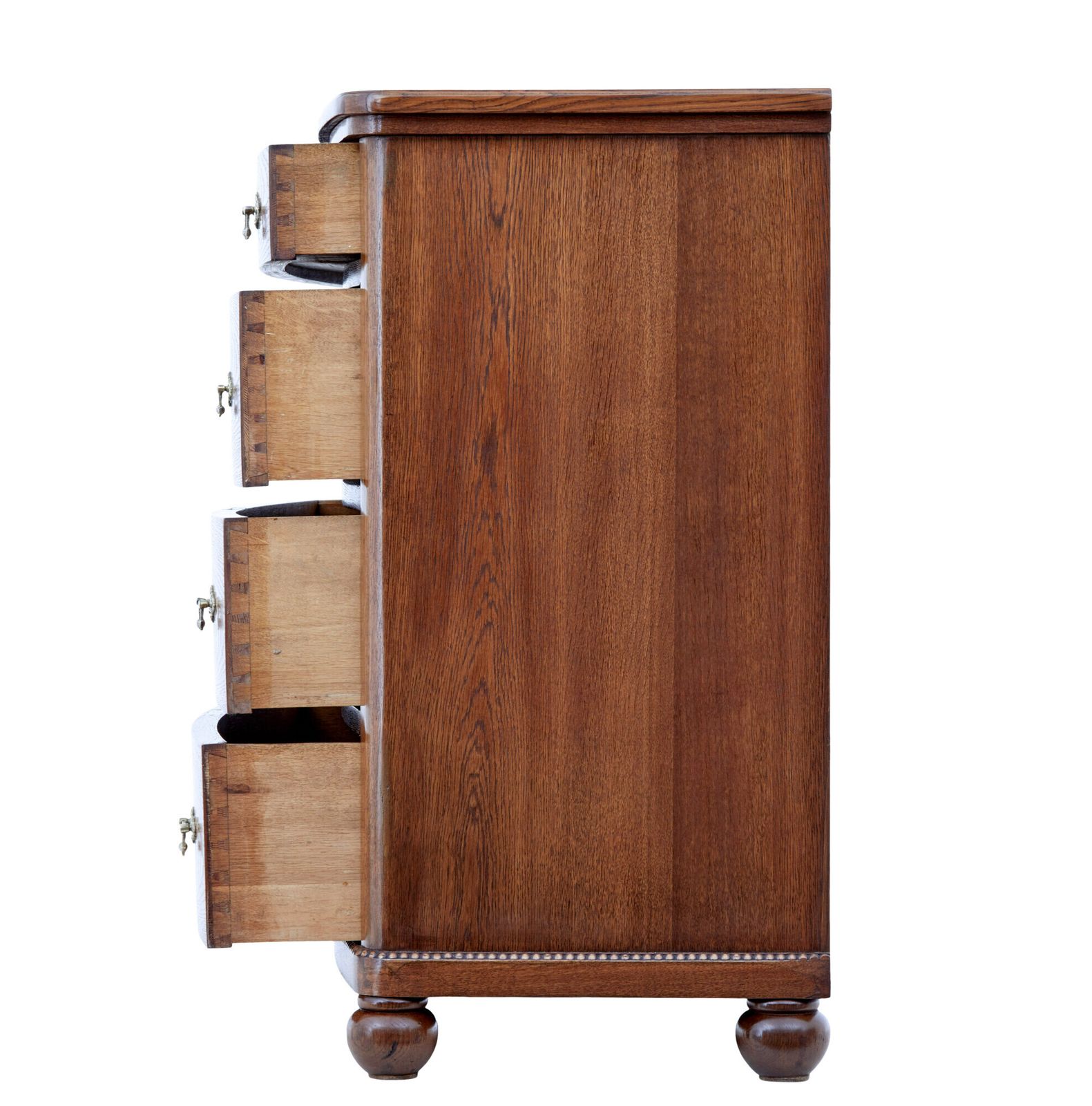 19th Century Bow Front Oak Chest Of Drawers photo vintage