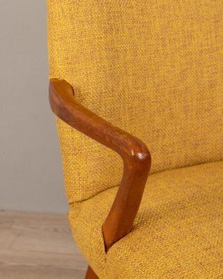 Vintage Italian Armchair In Yellow Fabric, 1960s photo vinterior