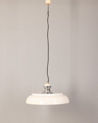 Vintage Italian Chandelier In White Metal, 1970s photo for sale
