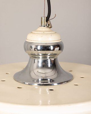 Vintage Italian Chandelier In White Metal, 1970s photo vintage