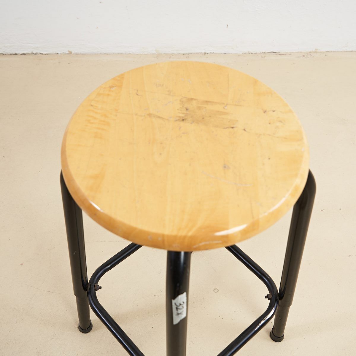 Wood And Metal Stool, 1980s, Vintage photo furniture