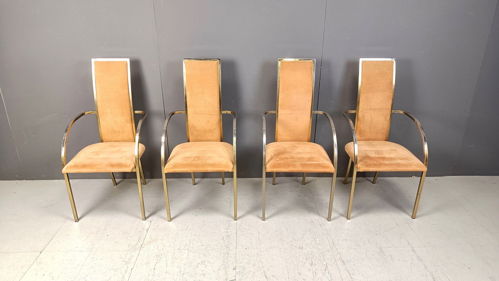 Brass Dining Chairs By Belgochrom, 1970s   Set Of 4 photo for sale
